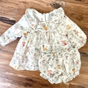 RARE Disney x Janie and Jack Toile Ruffle Baby Heirloom Dress Set